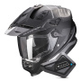 Casque Full Face Scorpion ADF 9000 Air Desert Matt Black Silver + Kit Bluetooth BT Mini