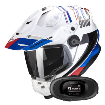 Casque Full Face Scorpion ADF 9000 Air Desert White Blue Red + Kit bluetooth 5R Lite Solo Casque Full Face Scorpion ADF 9000 Air Desert White Blue Red + Kit bluetooth 5R Lite Solo