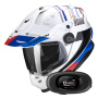 Casque Full Face Scorpion ADF 9000 Air Desert White Blue Red + Kit bluetooth 5R Lite Solo