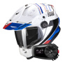 Casque Full Face Scorpion ADF 9000 Air Desert White Blue Red + Kit Bluetooth 5S Solo