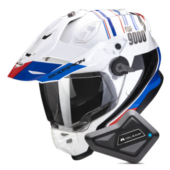 Casque Full Face Scorpion ADF 9000 Air Desert White Blue Red + Kit Bluetooth BT Mini Casque Full Face Scorpion ADF 9000 Air Desert White Blue Red + Kit Bluetooth BT Mini