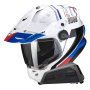 Casque Full Face Scorpion ADF 9000 Air Desert White Blue Red + Kit bluetooth Exo-Com Link-1