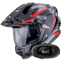 Casque Full Face Scorpion ADF 9000 Air Feat Black Silver Red + Kit bluetooth 5R Lite