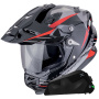 Casque Full Face Scorpion ADF 9000 Air Feat Black Silver Red + Kit bluetooth Exo-Com Link-1C