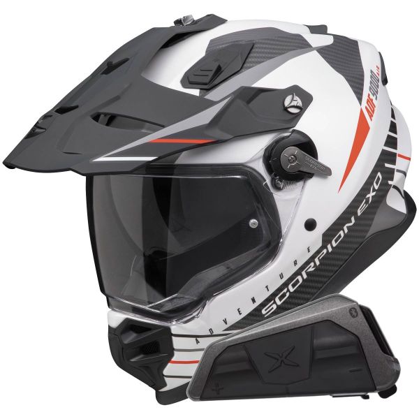 Full Face Scorpion ADF 9000 Air Feat White Black Red + Kit bluetooth Exo-Com Link-1