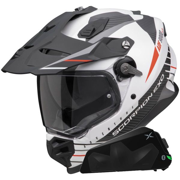 Full Face Scorpion ADF 9000 Air Feat White Black Red + Kit bluetooth Exo-Com Link-1C