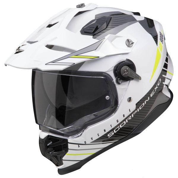 Scorpion ADF 9000 Air Feat White Black Yellow fluo + Kit Bluetooth BT Mini