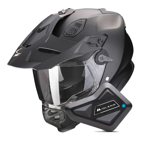 Full Face Scorpion ADF 9000 Air Matt Pearl Black + Kit Bluetooth BT Mini Full Face Scorpion ADF 9000 Air Matt Pearl Black + Kit Bluetooth BT Mini