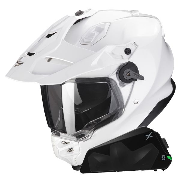 Full Face Scorpion ADF 9000 Air Matt Pearl White + Kit bluetooth Exo-Com Link-1C