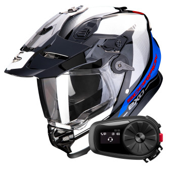 Full Face Scorpion ADF 9000 Air Trail Black Blue White + Kit Bluetooth 5S