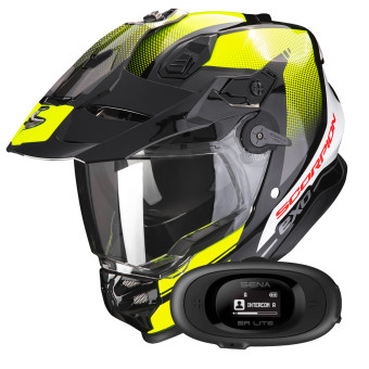 Full Face Scorpion ADF 9000 Air Trail Black Neon Yellow + Kit bluetooth 5R Lite
