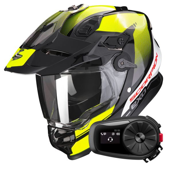 Full Face Scorpion ADF 9000 Air Trail Black Neon Yellow + Kit Bluetooth 5S