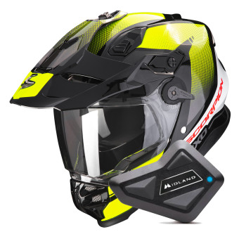 Full Face Scorpion ADF 9000 Air Trail Black Neon Yellow + Kit Bluetooth BT Mini