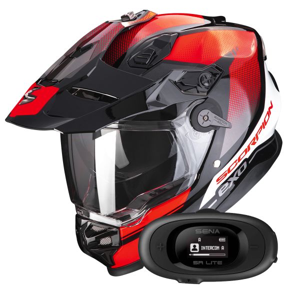 Full Face Scorpion ADF 9000 Air Trail Black Red + Kit bluetooth 5R Lite