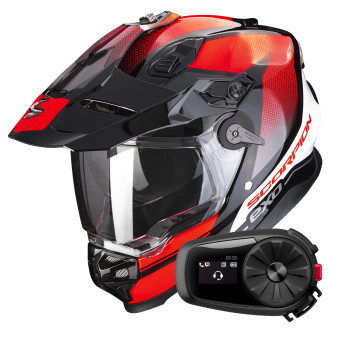 Full Face Scorpion ADF 9000 Air Trail Black Red + Kit Bluetooth 5S