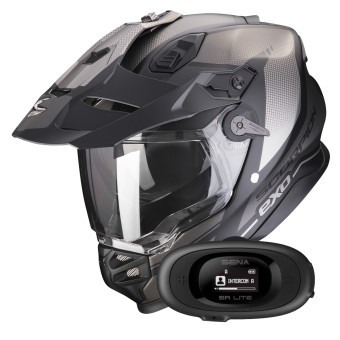 Full Face Scorpion ADF 9000 Air Trail Matt Black Silver + Kit bluetooth 5R Lite