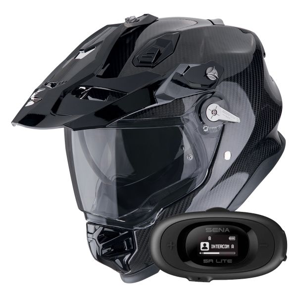 Full Face Scorpion ADF 9000 Carbon Air Solid Black + Kit bluetooth 5R Lite Full Face Scorpion ADF 9000 Carbon Air Solid Black + Kit bluetooth 5R Lite