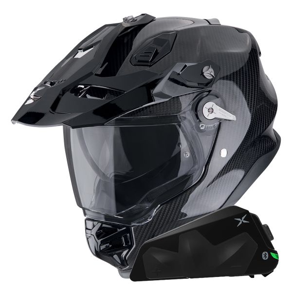 Full Face Scorpion ADF 9000 Carbon Air Solid Black + Kit bluetooth Exo-Com Link-1C Full Face Scorpion ADF 9000 Carbon Air Solid Black + Kit bluetooth Exo-Com Link-1C