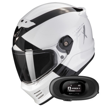 Full Face Scorpion Covert FX Gallus White Black + Kit bluetooth 5R Lite