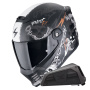 Casque Full Face Scorpion Covert FX Skullz Black Grey Red + Kit bluetooth Exo-Com Link-1
