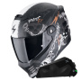 Casque Full Face Scorpion Covert FX Skullz Black Grey Red + Kit bluetooth Exo-Com Link-1C