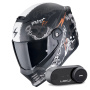 Casque Full Face Scorpion Covert FX Skullz Black Grey Red + Kit Bluetooth Lokui K30
