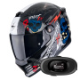 Casque Full Face Scorpion Covert FX Skullz Matt Black Grey Gold + Kit bluetooth 5R Lite