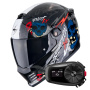 Casque Full Face Scorpion Covert FX Skullz Matt Black Grey Gold + Kit Bluetooth 5S Solo
