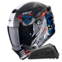 Casque Full Face Scorpion Covert FX Skullz Matt Black Grey Gold + Kit bluetooth Exo-Com Link-1