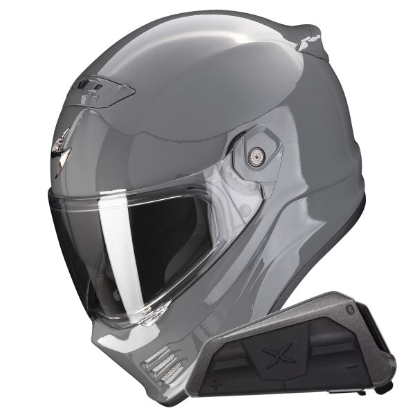 Full Face Scorpion Covert FX Solid Cement Grey + Kit bluetooth Exo-Com Link-1 Full Face Scorpion Covert FX Solid Cement Grey + Kit bluetooth Exo-Com Link-1