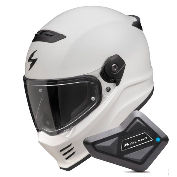 Full Face Scorpion Covert FX Solid Cool Grey Mat + Kit Bluetooth BT Mini