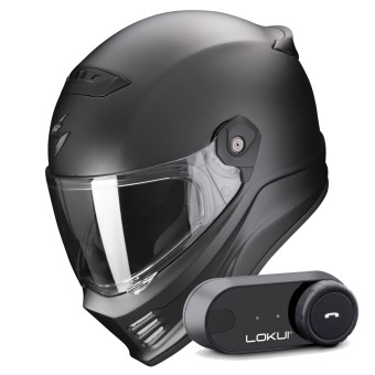 Full Face Scorpion Covert FX Solid Matt Pearl Black + Kit Bluetooth Lokui K30