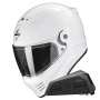 Casque Full Face Scorpion Covert FX Solid White + Kit bluetooth Exo-Com Link-1