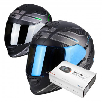 Full Face Scorpion Duo Exo 510 Air Route + Kit Bluetooth Sena SMH5 Duo