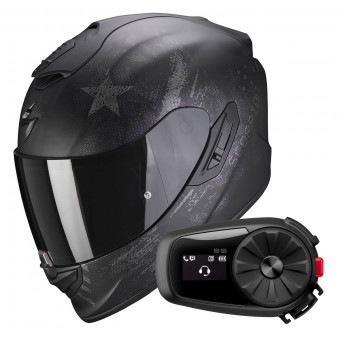 Full Face Scorpion Exo 1400 Air Asio Matt Black Silver + Kit Bluetooth 5S Solo