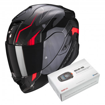 Full Face Scorpion Exo 1400 Air Fortuna Black Red + Kit Bluetooth SMH5