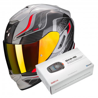 Full Face Scorpion Exo 1400 Evo Air Attune Grey Black Red + Intercom Sena SMH5