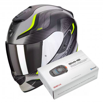 Full Face Scorpion Exo 1400 Evo Air Attune Matt Grey Black Neon Yellow + Intercom Sena SMH5