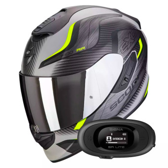 Full Face Scorpion Exo 1400 Evo Air Attune Matt Grey Black Neon Yellow + Kit bluetooth 5R