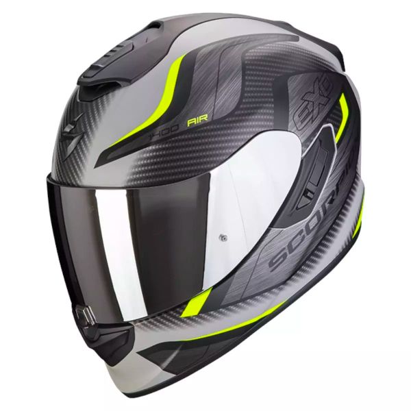 Full Face Scorpion Exo 1400 Evo Air Attune Matt Grey Black Neon Yellow