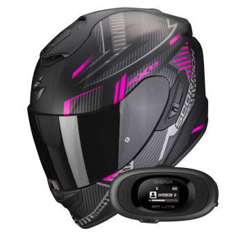 Full Face Scorpion Exo 1400 Evo Air Shell Matt Black Pink + Kit bluetooth 5R Lite