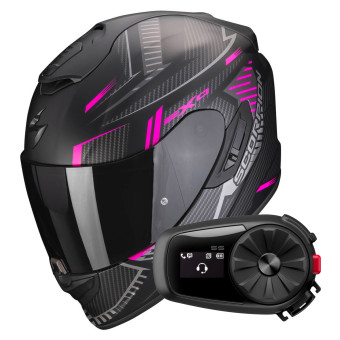 Full Face Scorpion Exo 1400 Evo Air Shell Matt Black Pink + Kit Bluetooth 5S