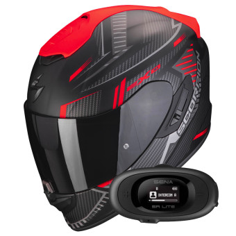 Full Face Scorpion Exo 1400 Evo Air Shell Matt Black Red + Kit bluetooth 5R Lite