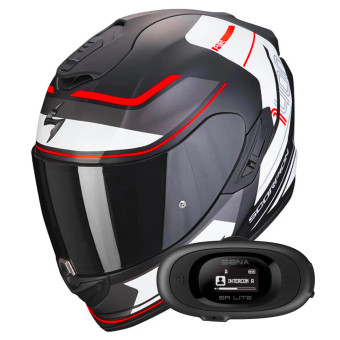 Full Face Scorpion Exo 1400 Evo Air Vittoria Matt Black White + Kit bluetooth 5R Lite
