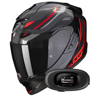 Full Face Scorpion Exo 1400 Evo Carbon Air Kydra Black Red + Kit bluetooth 5R Lite
