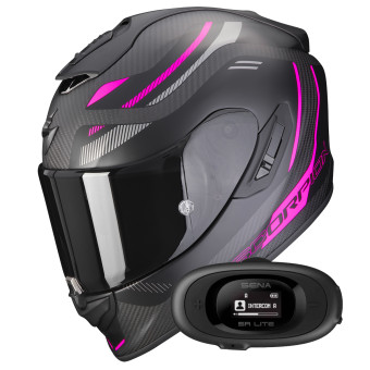 Full Face Scorpion Exo 1400 Evo Carbon Air Kydra Matt Black Pink + Kit bluetooth 5R Lite