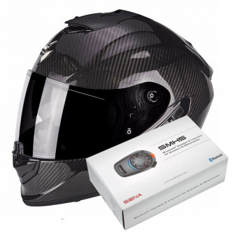 Full Face Scorpion Exo 1400 Evo Carbon Air Solid Black + Intercom Sena SMH5