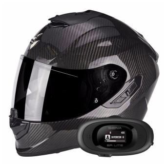 Full Face Scorpion Exo 1400 Evo Carbon Air Solid Black + Kit bluetooth 5R Lite
