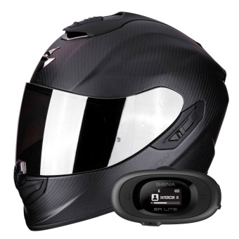 Full Face Scorpion Exo 1400 Evo Carbon Air Solid Matt Black + Kit bluetooth 5R Lite