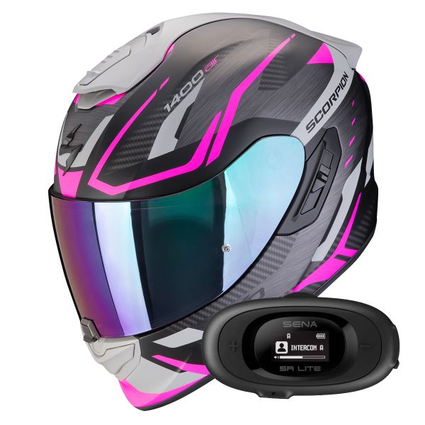 Full Face Scorpion Exo 1400 Evo II Air Accord Matt Black Pink + Kit bluetooth 5R Lite